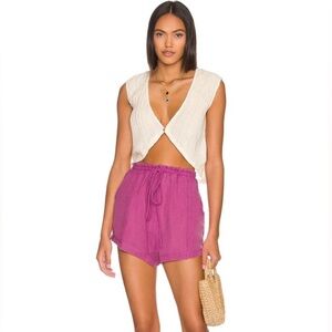 Free People Linen Blend Drawstring Shorts-XS